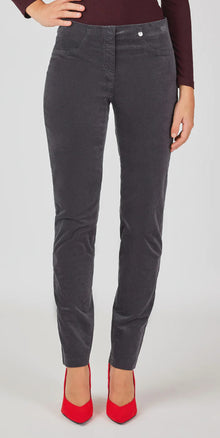 ROBELL Bella Velvet Trousers - Grey