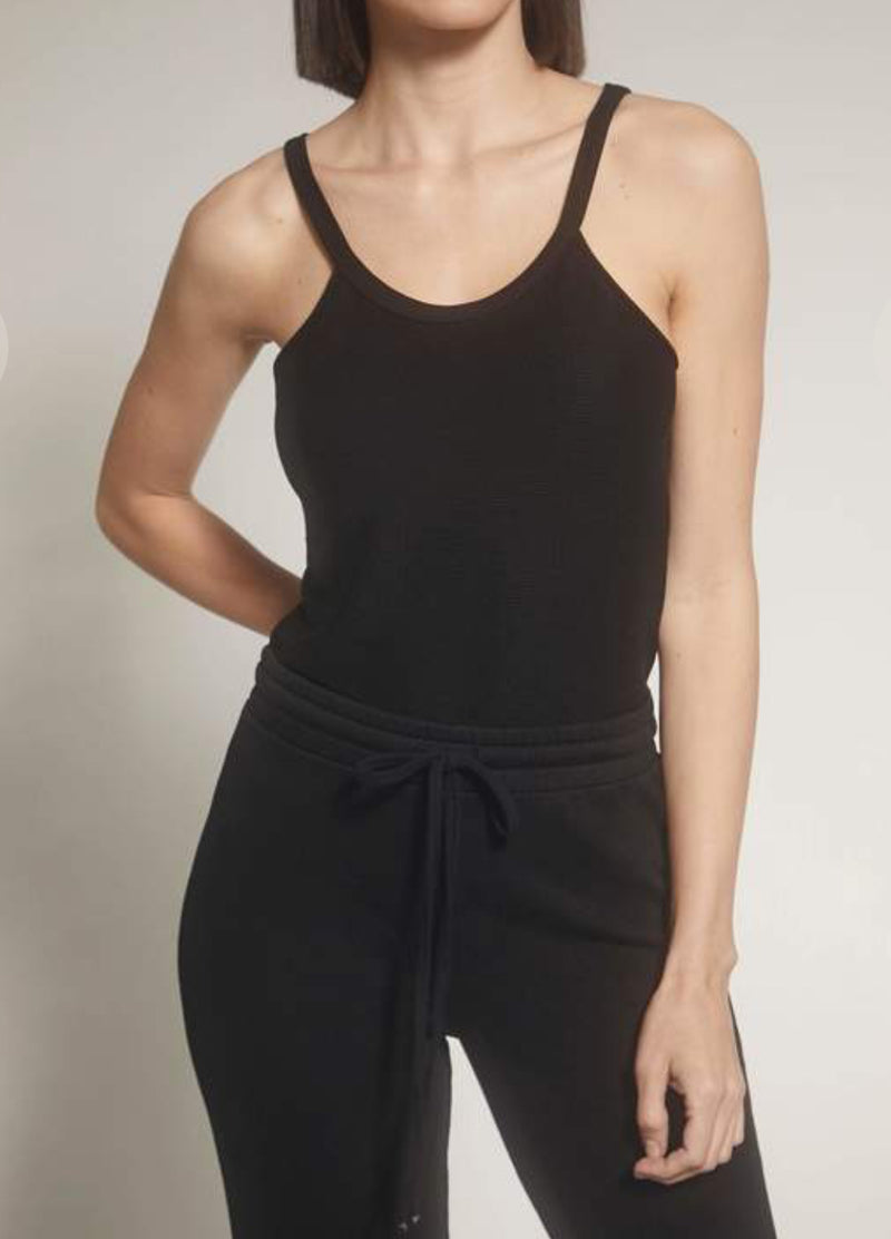 Lanston Declan Rib Halter Top - Black