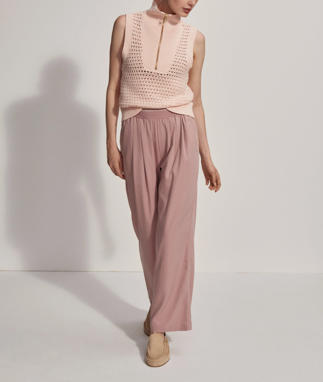 Varley Bains Half-Zip Tank - Silver Peony