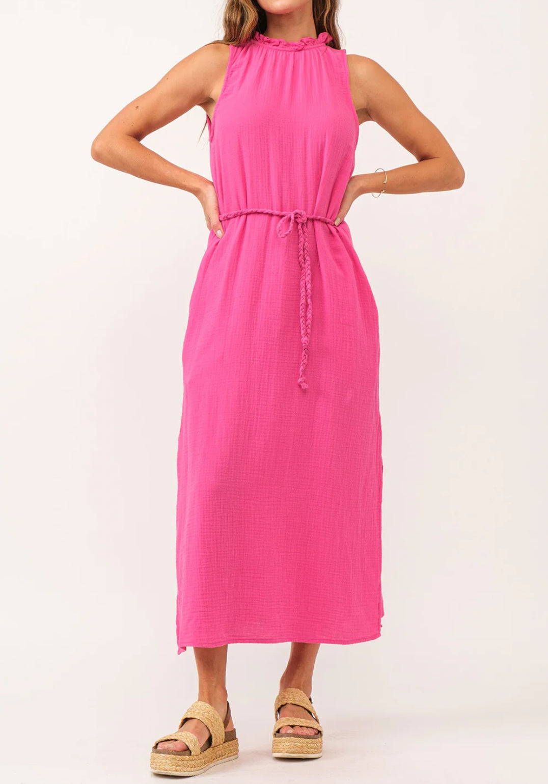 Dear John Emerson Keyhole Dress - Flash Pink Gauze