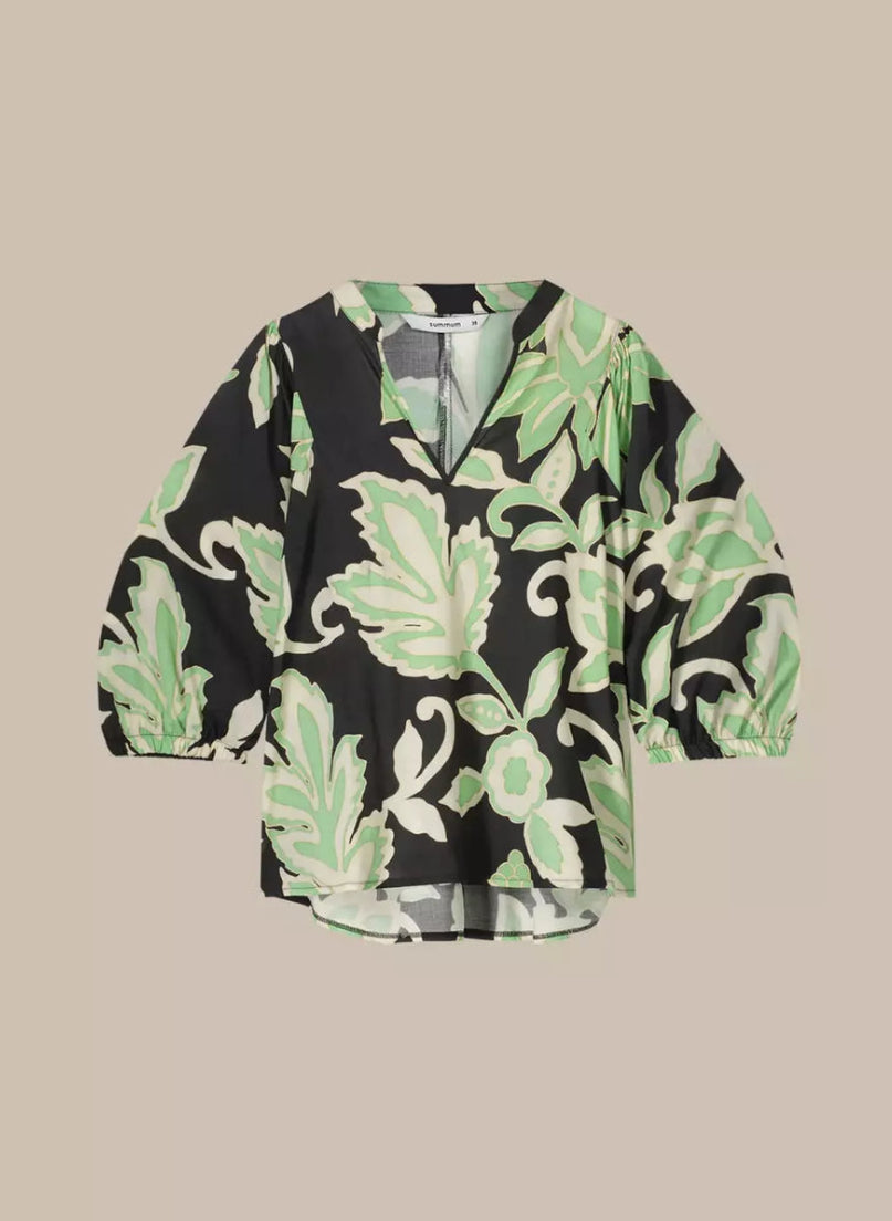 Summum Botanical Print Blouse - Green