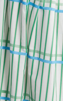 Du Paradis Marseille Stripe Strapless Fit & Flare Sundress - Ocean Green Stripe