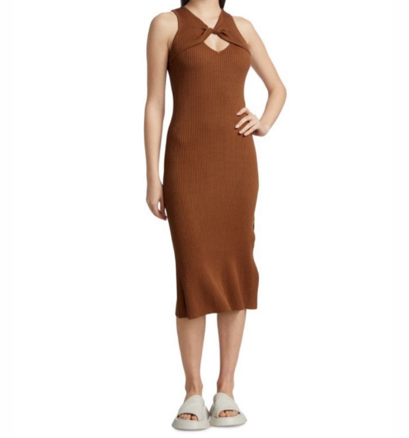 dh New York Addison Rib Knit Midi Dress - Chestnut