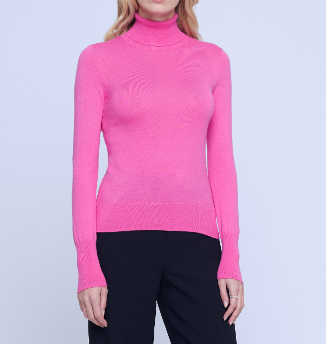 L'Agence Flora Turtleneck Sweater - Dragon Fruit/ Black