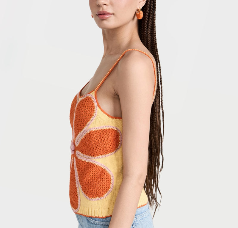 Lingua Franca Crochet Flower Tank - Pale Yellow