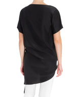 Elaine Kim Silk Torry Long Tee W/ Drawstrings - Black