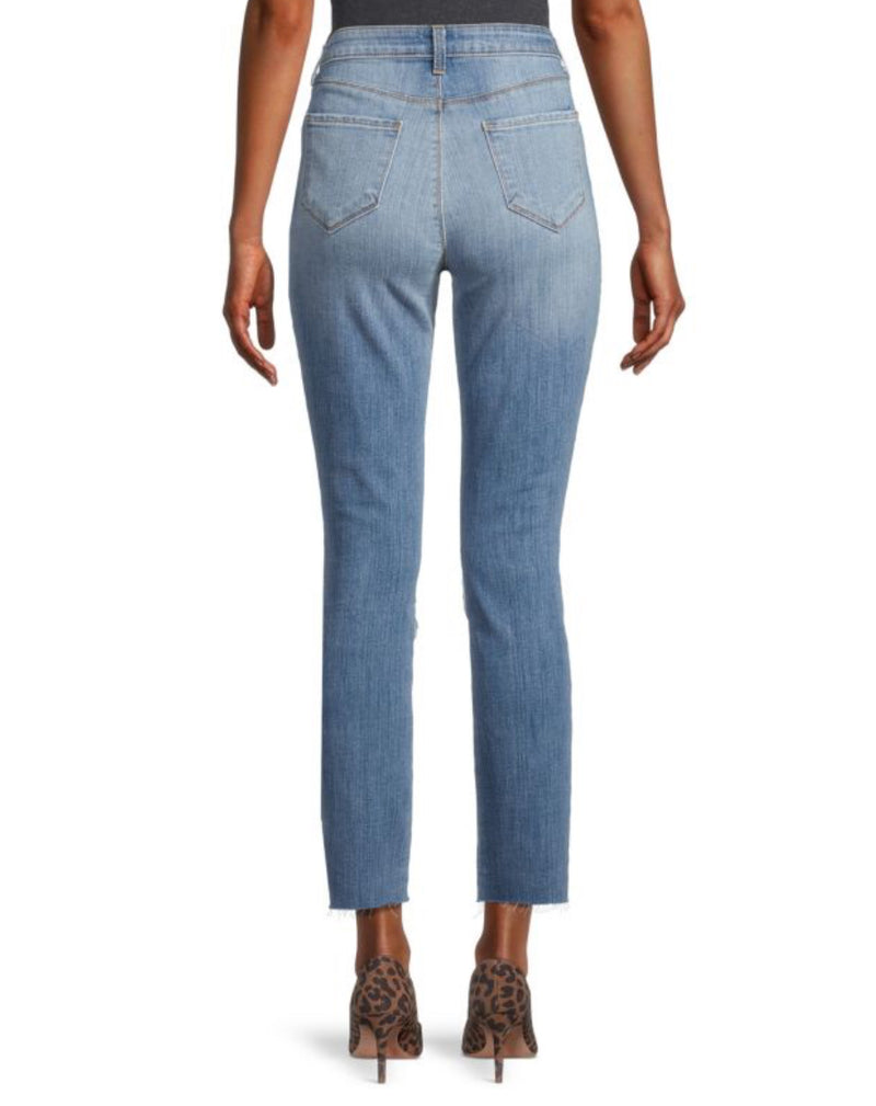 L’Agence Luna High-Rise Ripped Slim Straight Ankle Jeans - Classic Ice