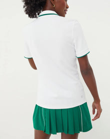 Lacoste UV Protect Stripe Collar Tennis Polo - White/Green