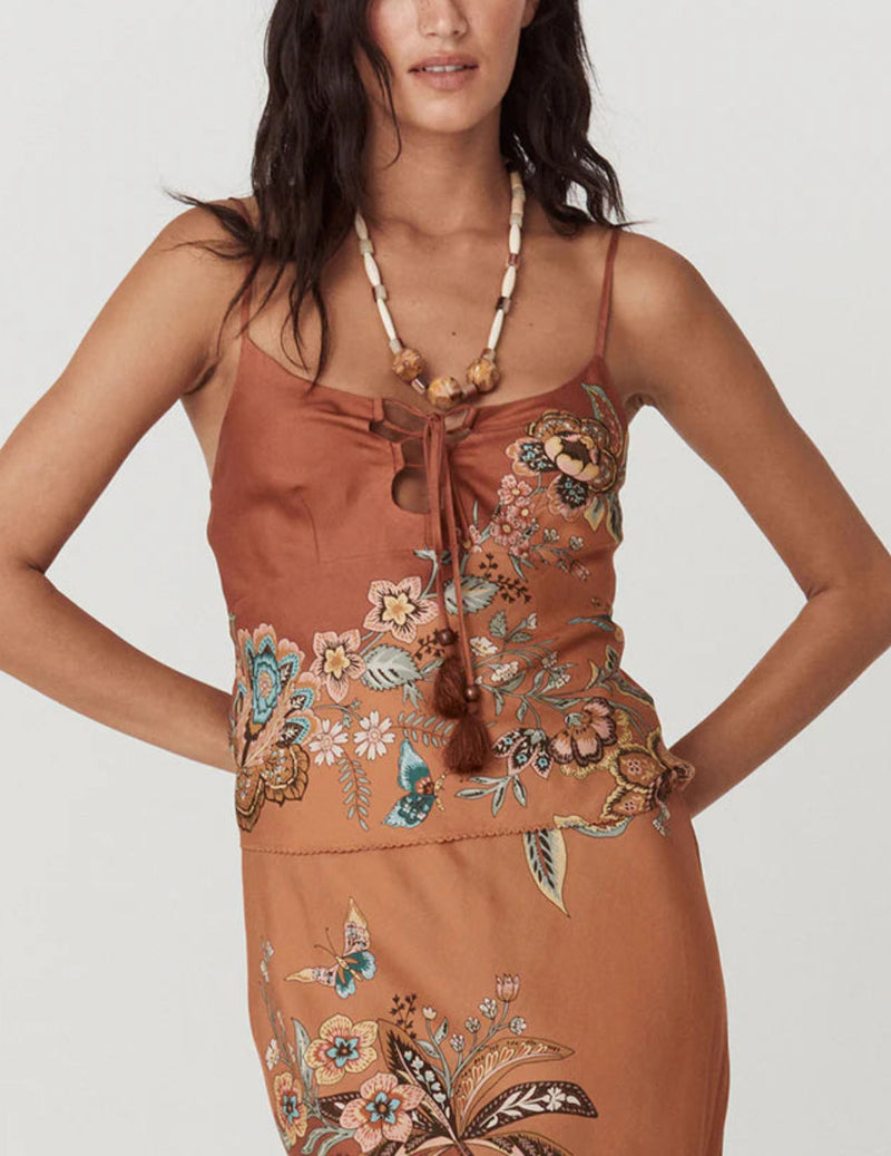 SPELL Mojave Lily Lace Up Cami - Amber