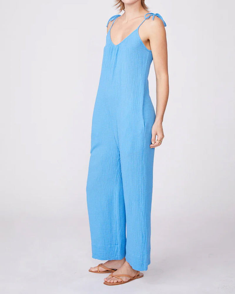 Stateside Gauze Tie Shoulder Jumpsuit - Sail