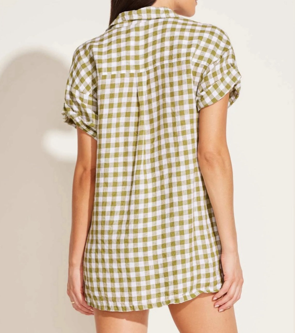 Vitamin A Tallows Linen Short - Avocado Gingham