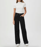 Paige Sasha 32″ Wide Cuff Jean – Twilight Black