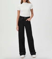 Paige Sasha 32″ Wide Cuff Jean – Twilight Black