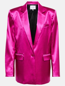 Frame Strong Shoulder Satin Blazer - Magenta