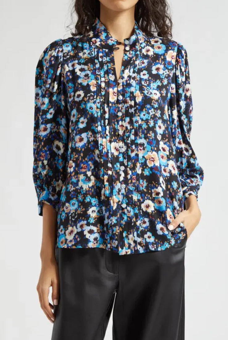 Smythe Frontier Three-Quarter Sleeve Blouse - Blue