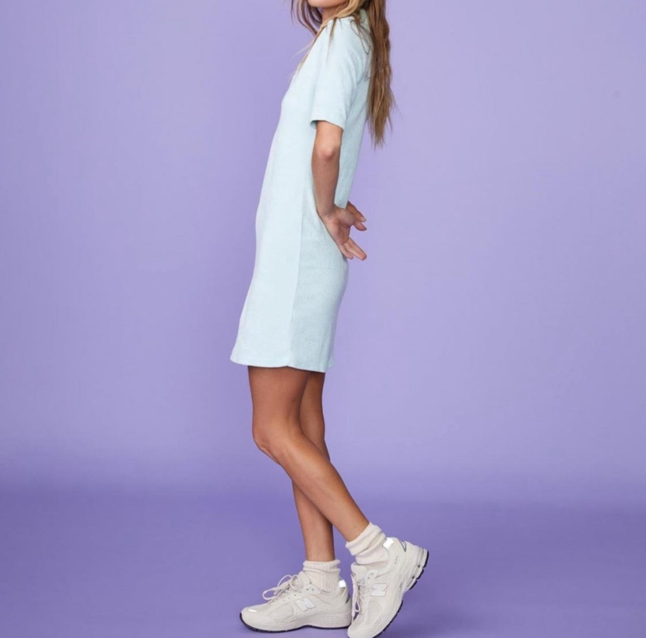 Monrow Terry Cloth Polo Dress - Sea Foam