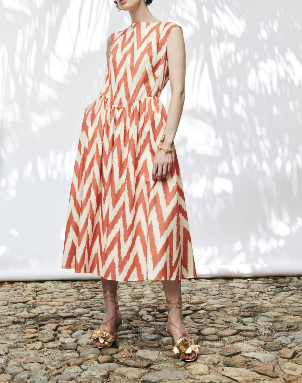 Punicana Peekaboo Dress - Orange Chevron