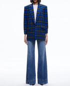 Alice + Olivia Ashley Oversized Blazer - Schoolgirl Plaid Sapphire