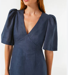 RHODE Linen Mariana Dress - Navy