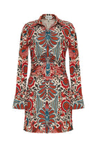 Cara Cara Poppy Paisley Belted Minidress - Turtledove Luxor