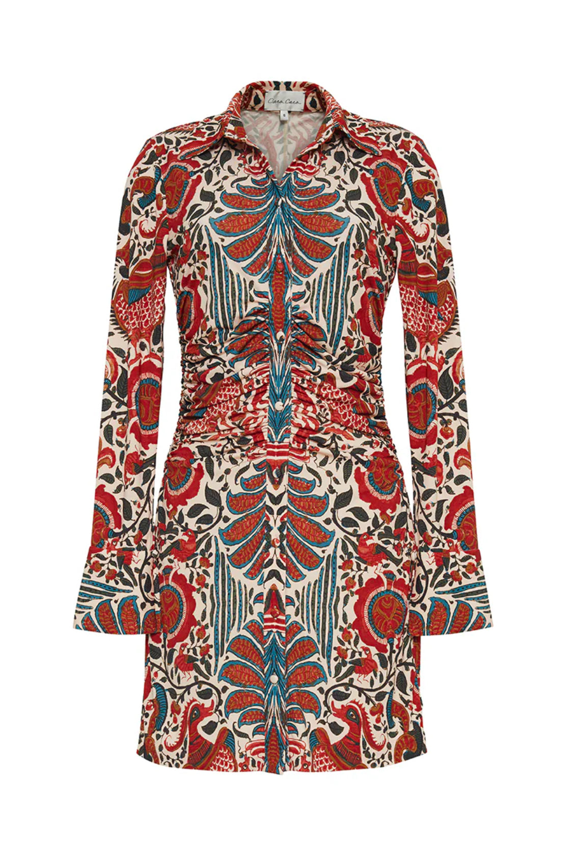 Cara Cara Poppy Paisley Belted Minidress - Turtledove Luxor