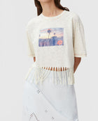 GANNI Fringe Graphic Tee - Egret