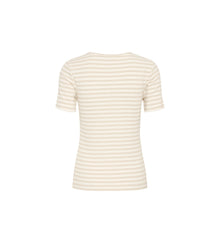 ICHI Cella Stripe T-Shirt - Oatmeal