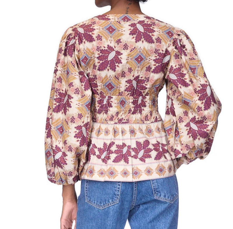 Cara Cara Emmery Top - Retro Floral Turtledove