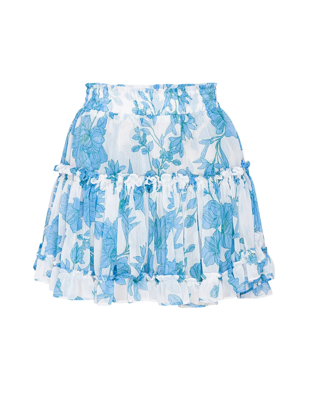 MISA Marion Skirt - Turquoise Floral Chiffon