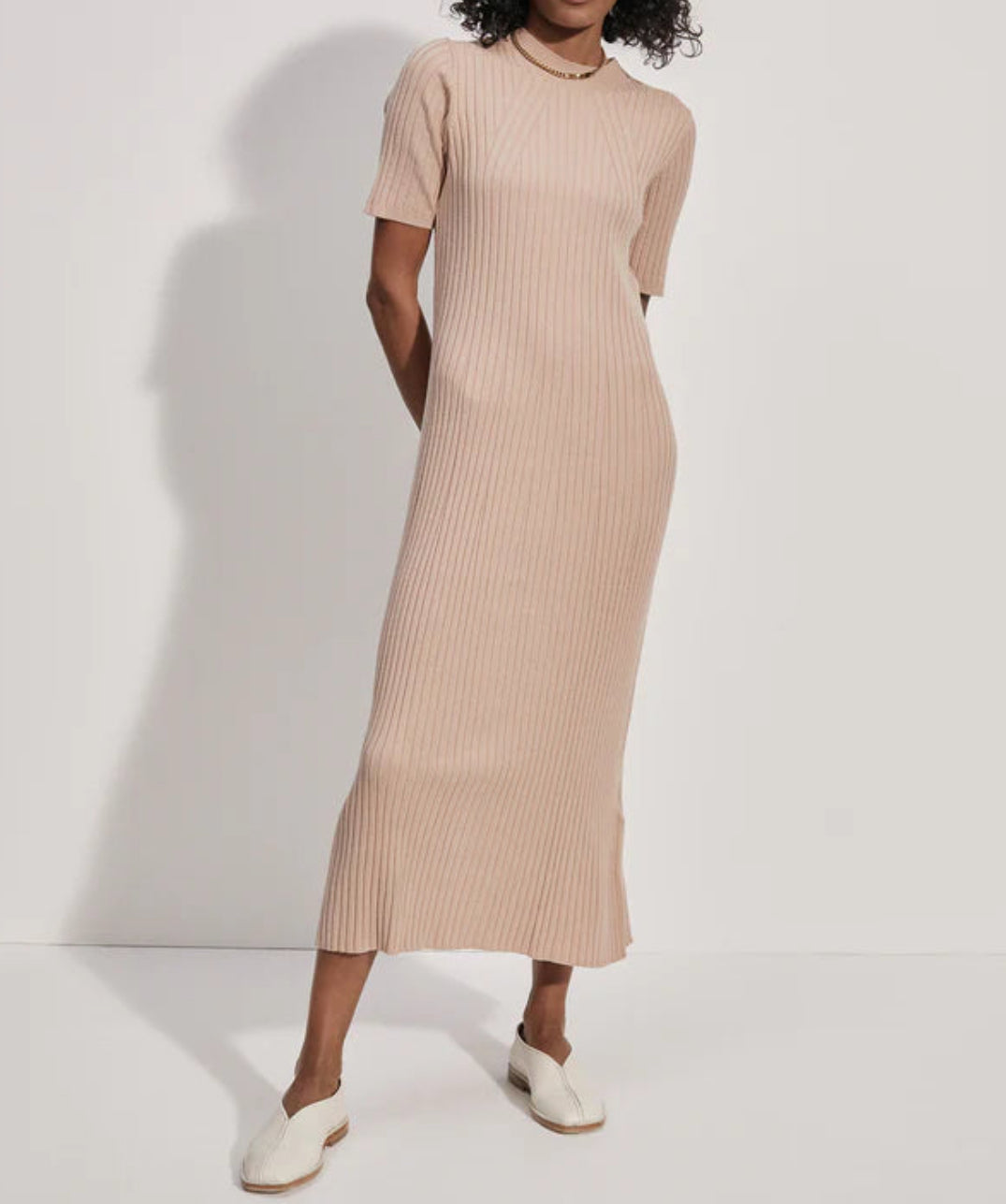 Varley Maeve Rib Knit Midi Dress - Warm Taupe