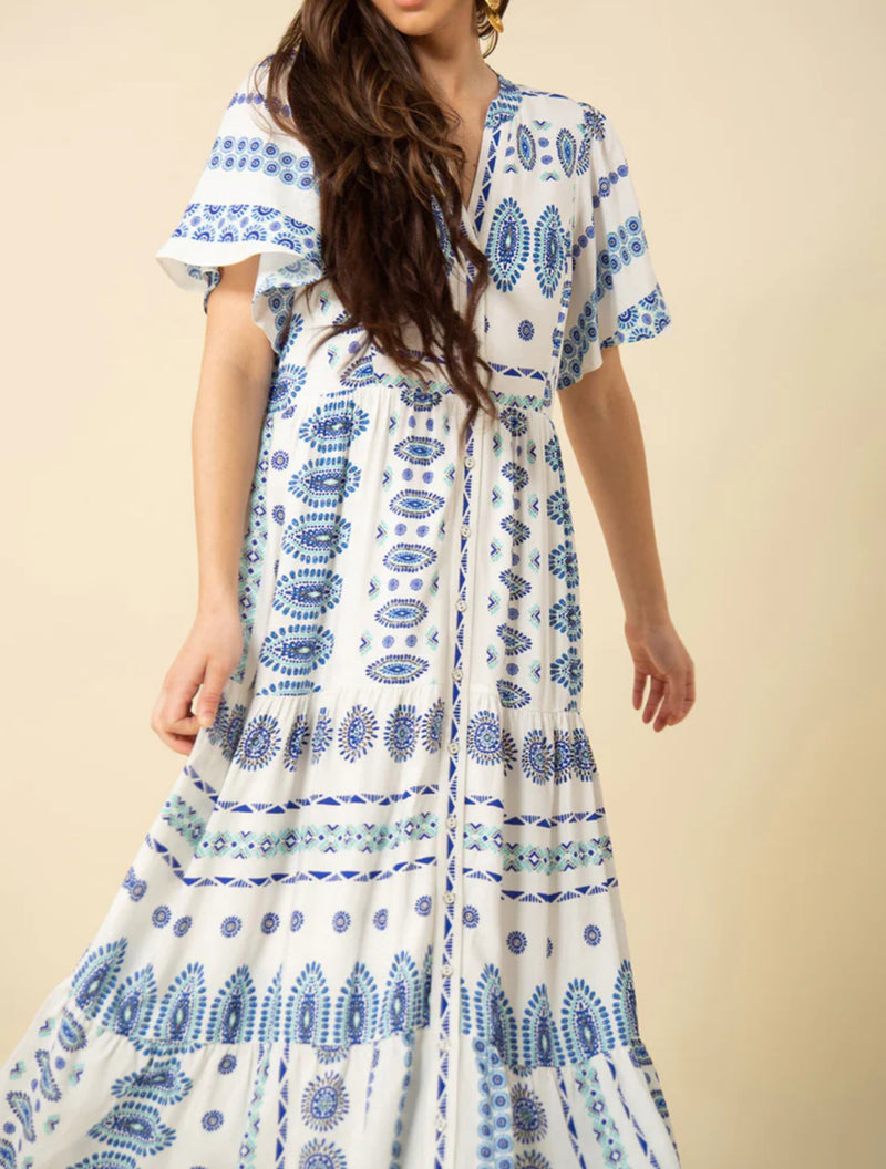 Hale Bob Hania Button Maxi Dress - Blue