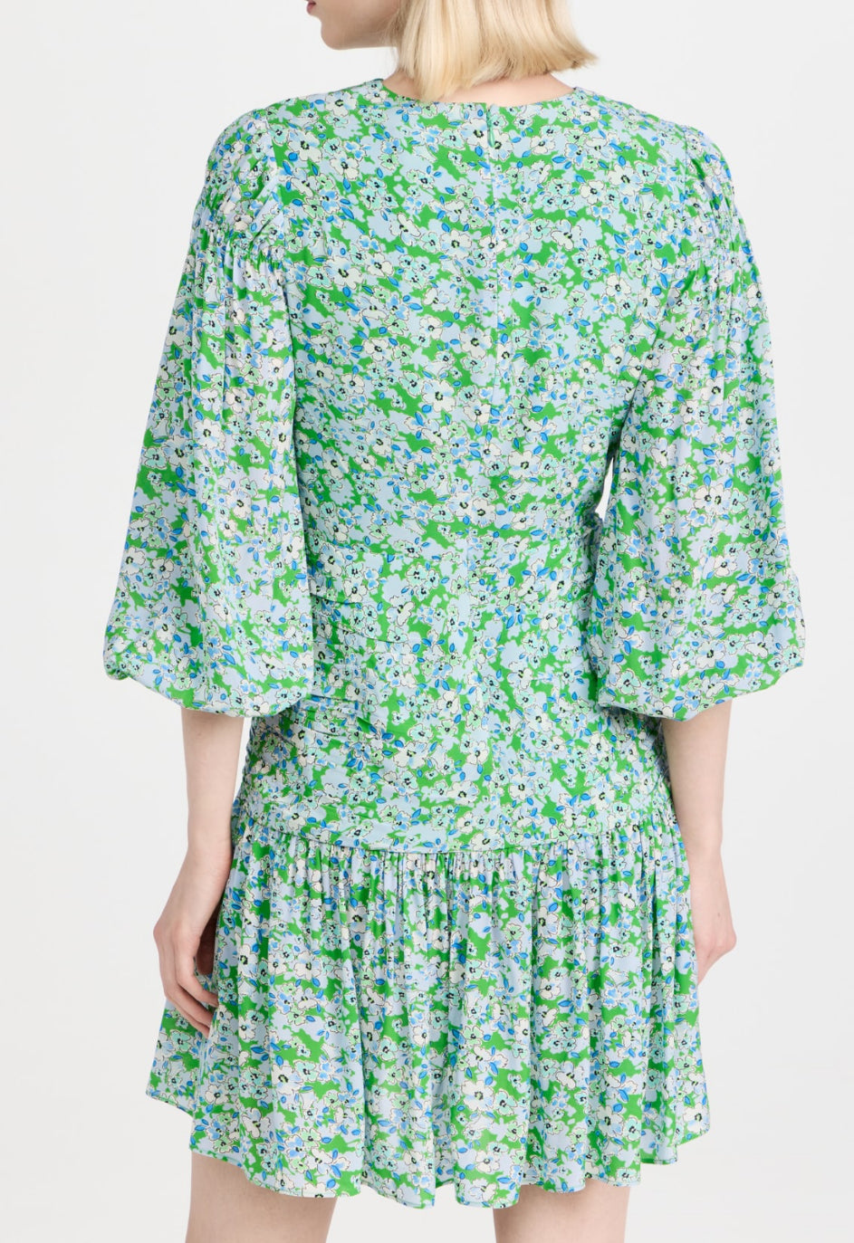 Shoshanna Nicola Floral-Print Ruffle Mini Dress - Spring Green Multi