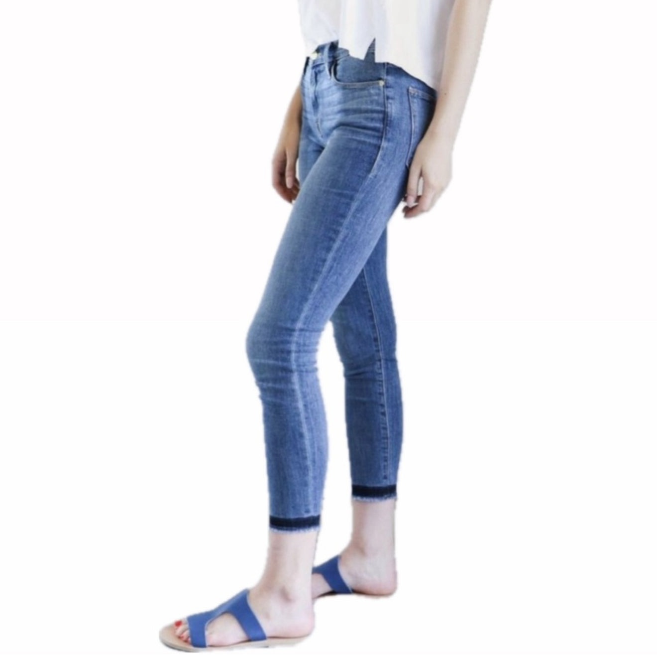 Frame Le High Skinny With Shadow Hem - Langstone