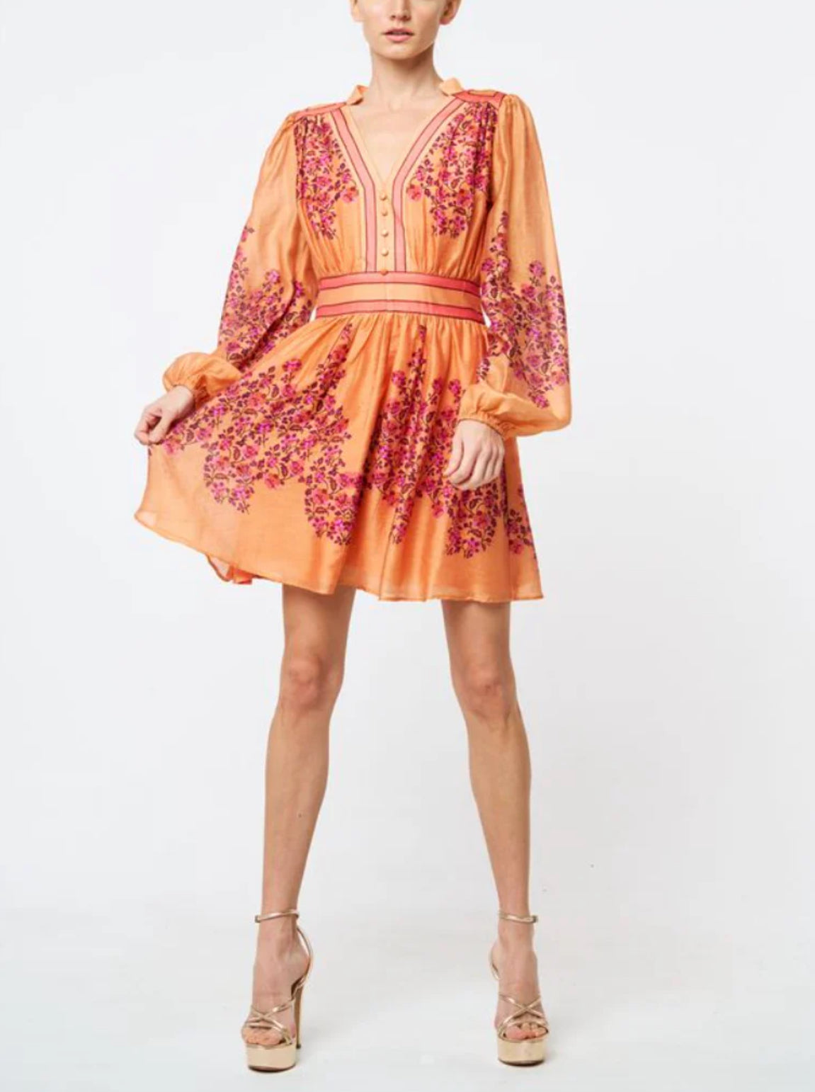 Ciebon Leeanna Engineered Floral Print Mini Dress - Coral Blush