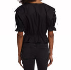 Frame Cinched Shoulder Tie Blouse - Black
