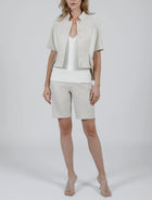 Hilton Hollis Mini Houndstooth Shorts - Beige/Silver