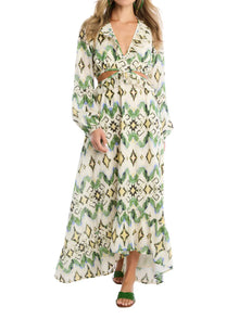 Allison New York Green Ikat Print Everly Maxi Dress