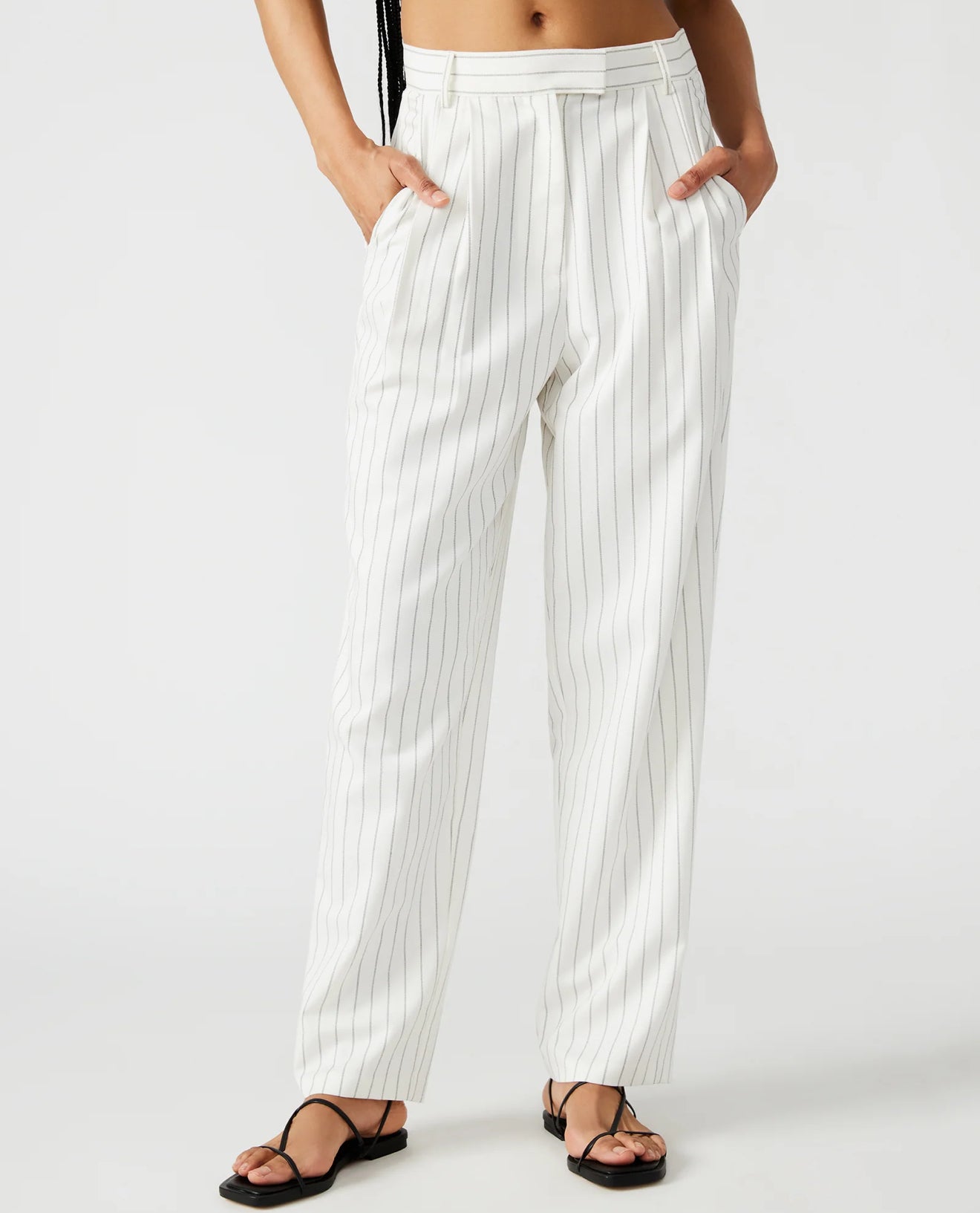 Steve Madden Rumi Pants - White Pinstripe