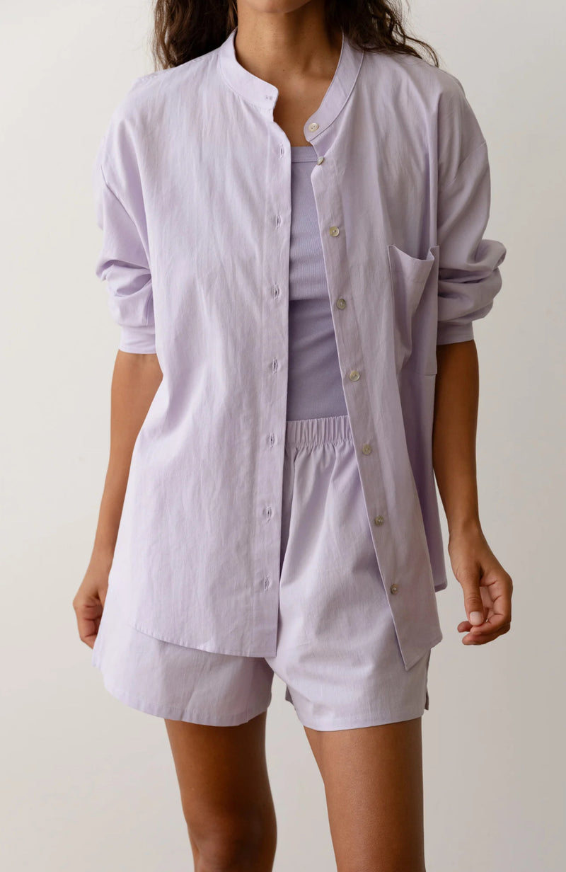 DONNI. The Sandwash Mandarin Shirt - Lilac