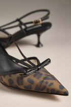 Lola Cruz Satina Slingback Kitten Heels - Leopard