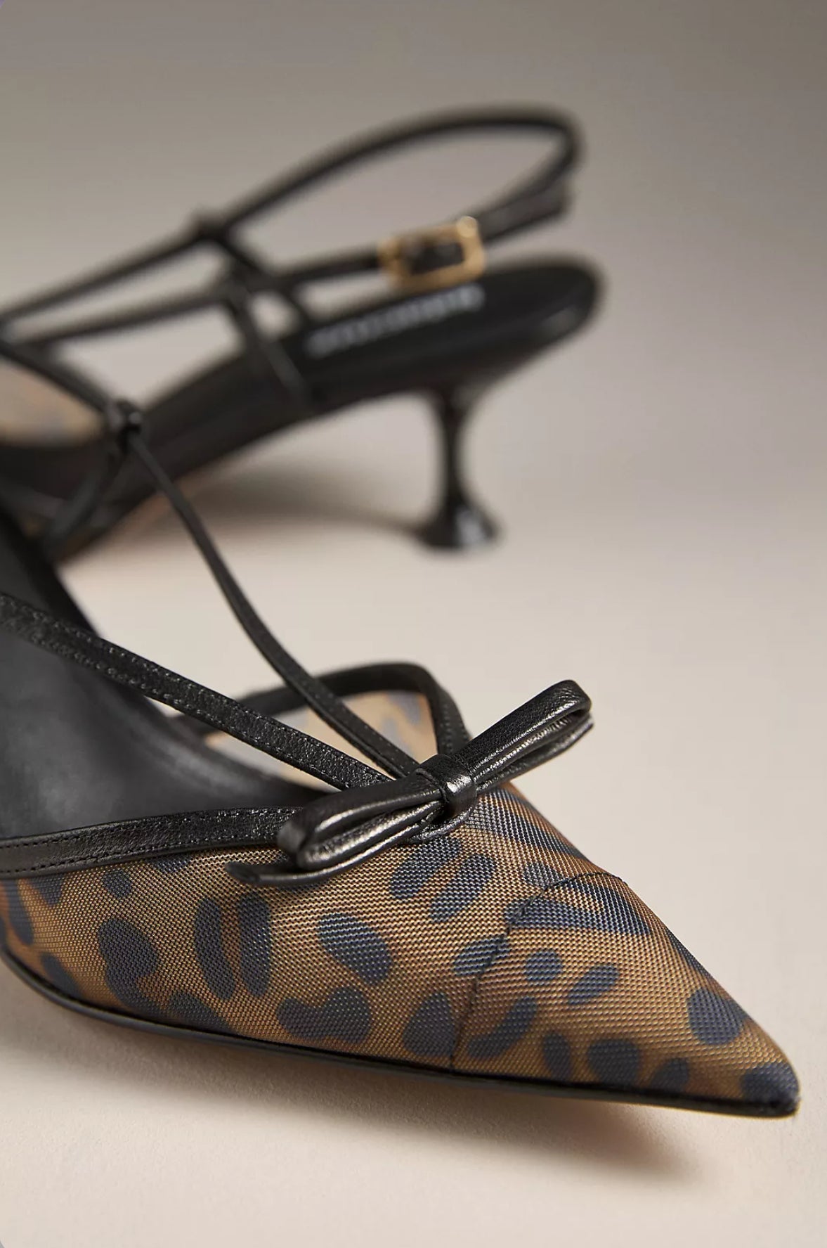 Lola Cruz Satina Slingback Kitten Heels - Leopard