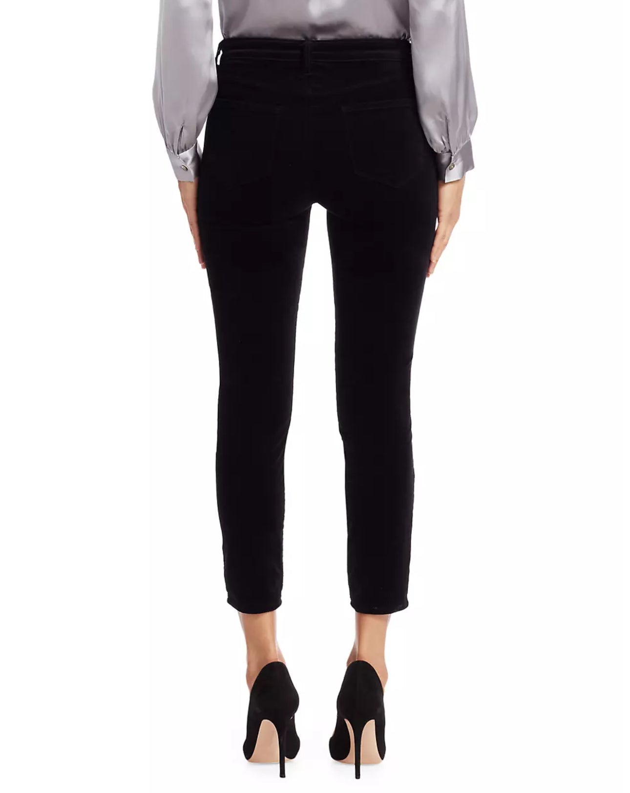 L’Agence Margot High-Rise Ankle Skinny Velvet Crystal Jeans - Noir