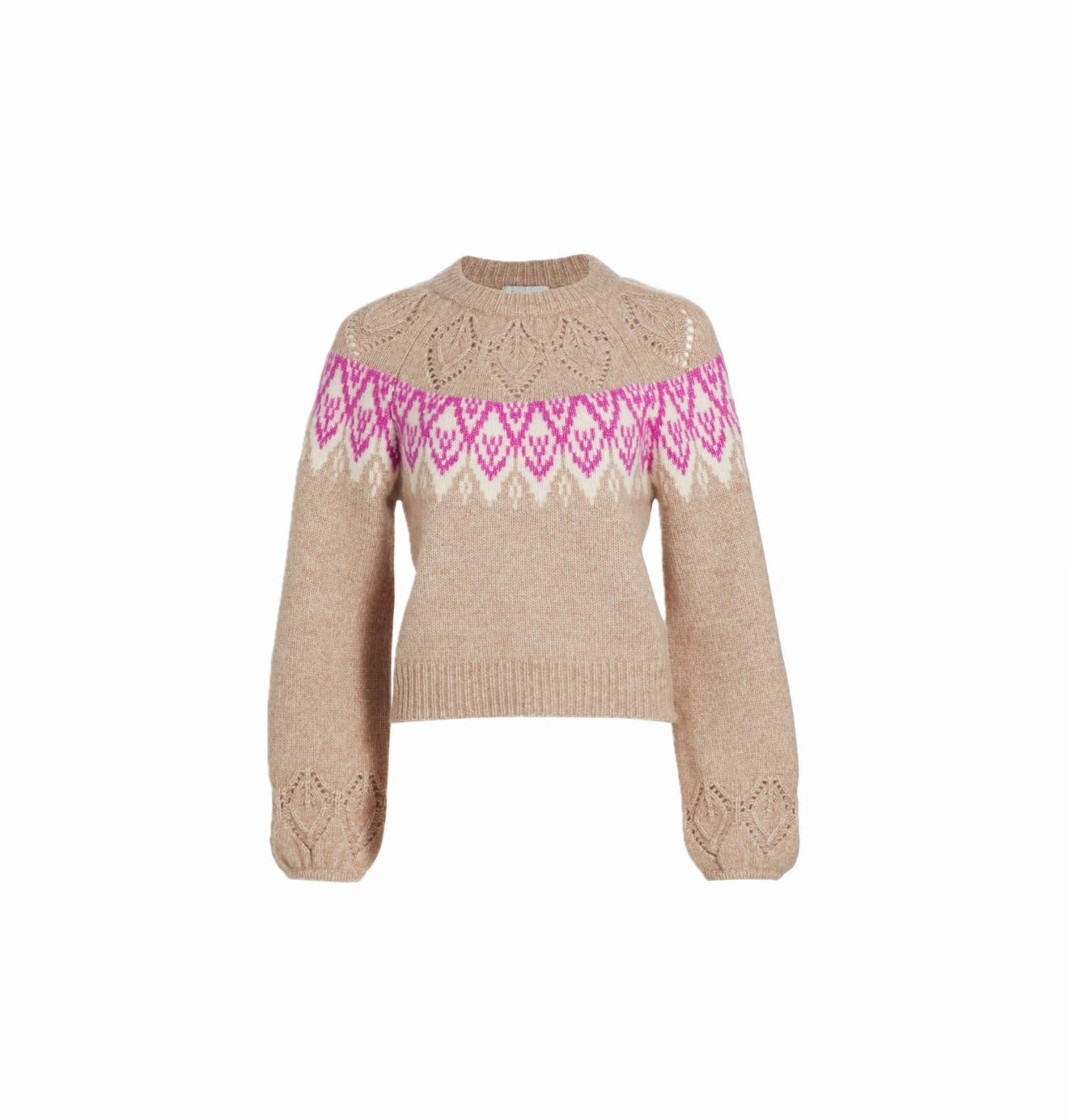 dh New York Hannah Pointelle Fair Isle-Inspired Sweater