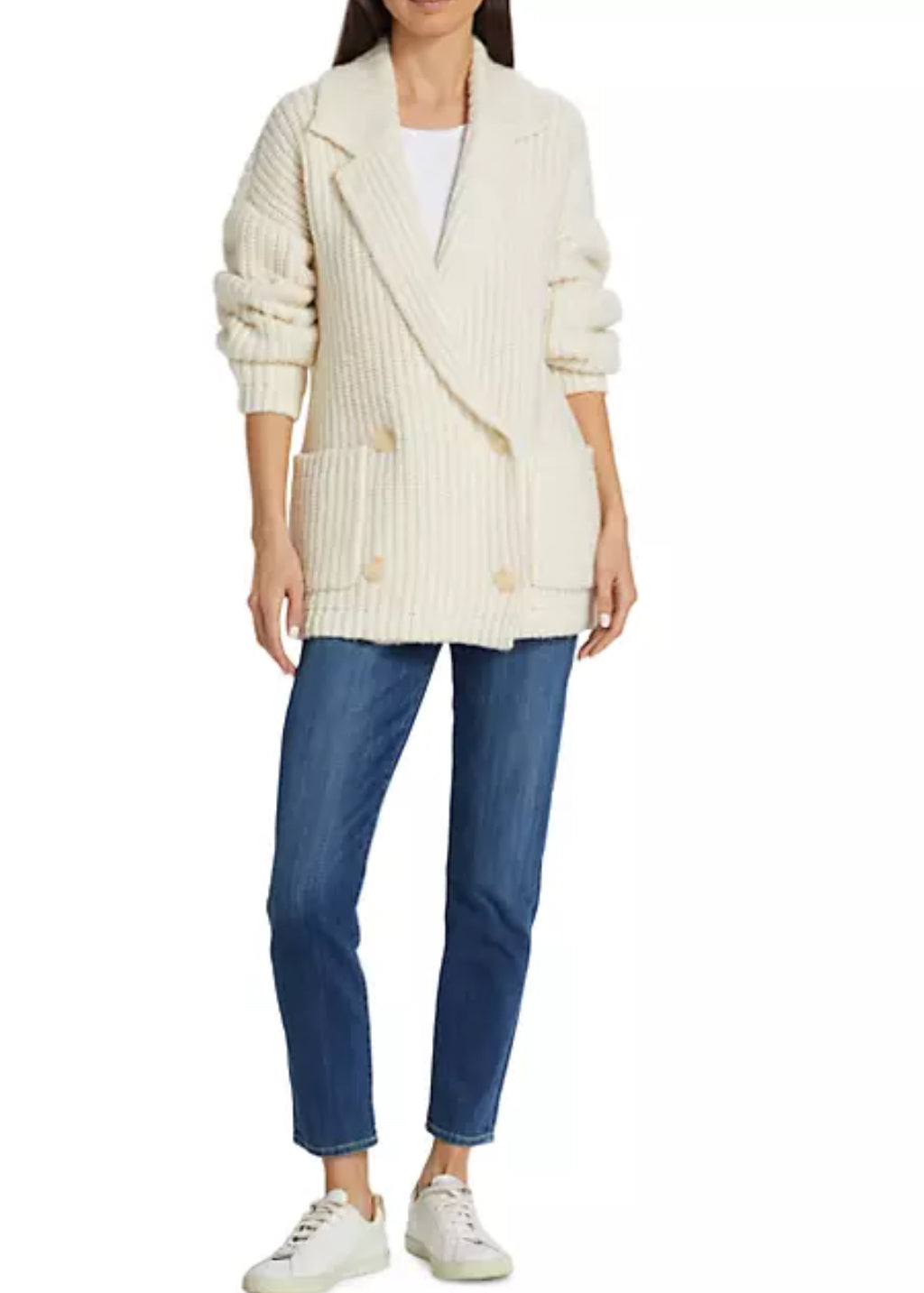 dh New York Piper Double-Breasted Cardigan - Winter White Marled