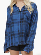 WeWoreWhat Boyfriend Plaid Button-Up Shirt - Black/Blue