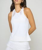 L'Etoile Sport Pointelle Trim Tank (Short) - White