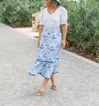 Sail To Sable Batik Print Smocked Waist Midi Skirt