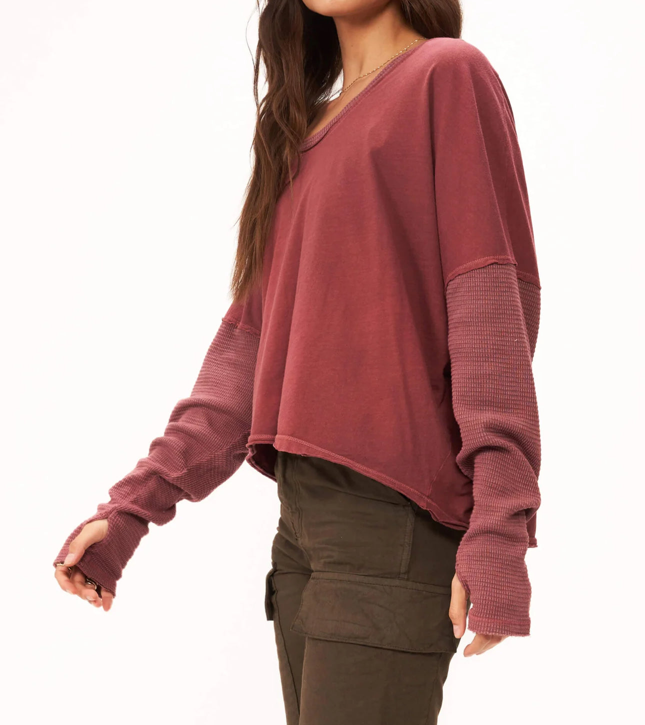 Project Social T Show Me Love Thumbhole Long Sleeve - DW Venetian Wine