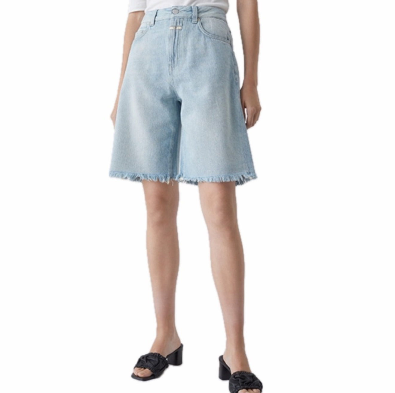 Closed Staight Leg Shorts - Mid Blue