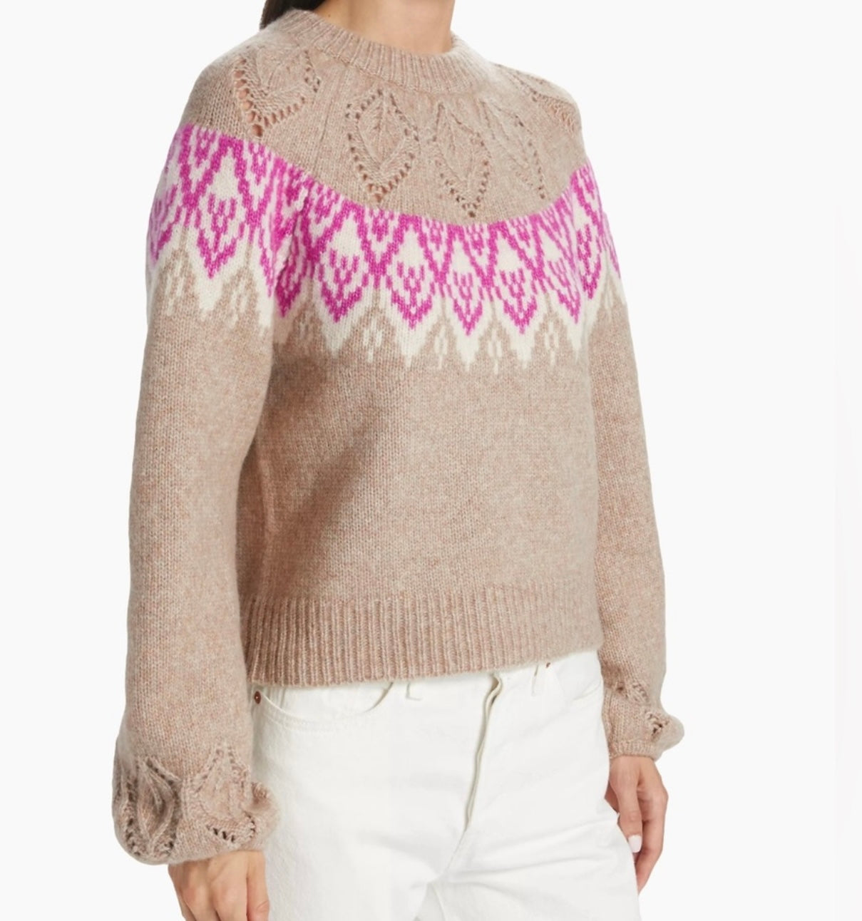 dh New York Hannah Pointelle Fair Isle-Inspired Sweater